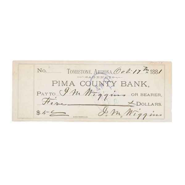 Bank Note NINE DAYS Before O.K. Corral Shooting