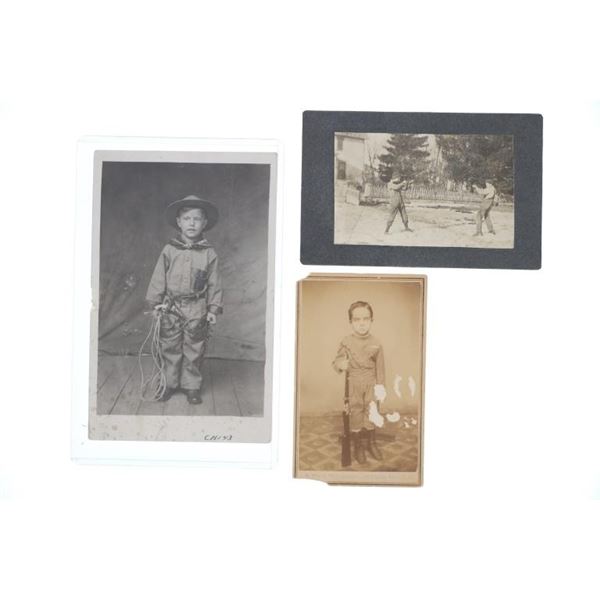 Early Children w/ Guns CDV Cabinet Card Photos (3)