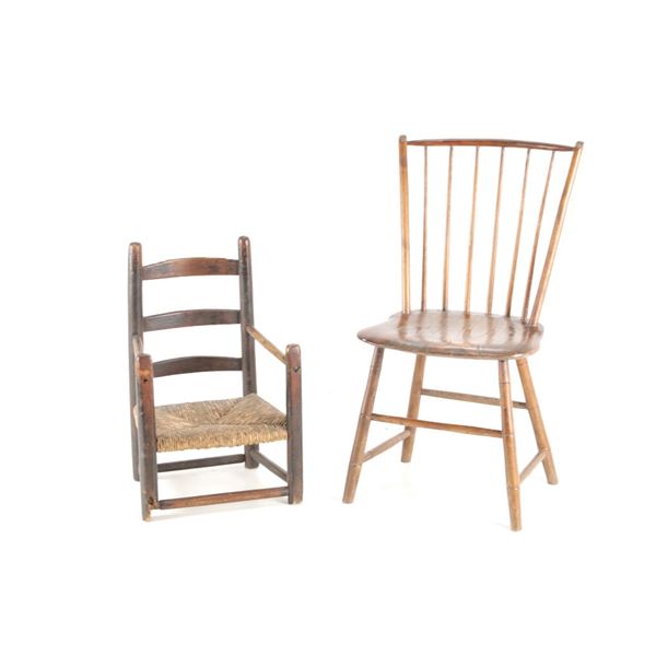 19th C. Birdcage Windsor & Ladder Back Chairs