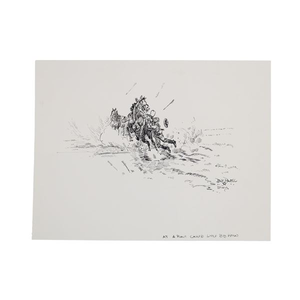 Custer Little Bighorn Original Drawing by Powell