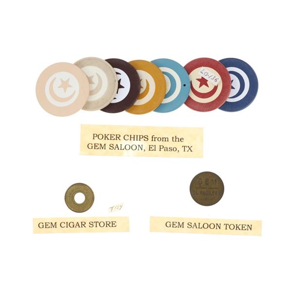 Gem Saloon, El Paso, Texas Gambling Chips & Tokens