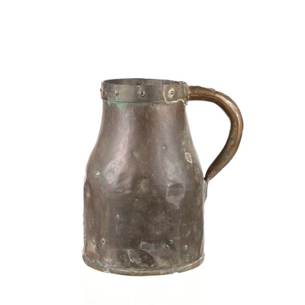 19th C. Reinforced Hammered Copper Still Basin