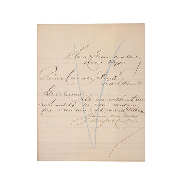 Marshall Williams Tombstone Wells Fargo Agent Note