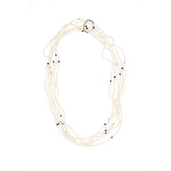 Multi-strand River Pearl & Multi-stone Necklace