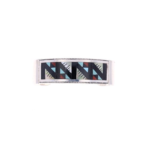 Zuni Leander & Lisa Othole Sterling Inlay Bracelet