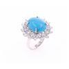 Image 8 : GGA 7.72 CTW Turquoise, Diamond & 14K Gold Ring