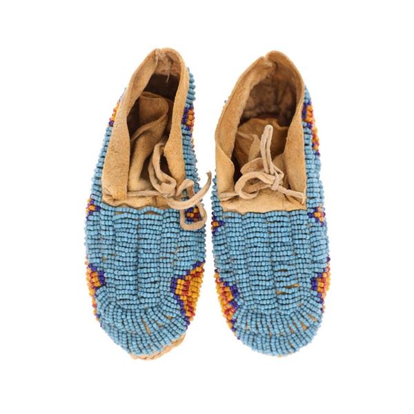 Early Sioux Ceremonial Beaded Child's Moccasins