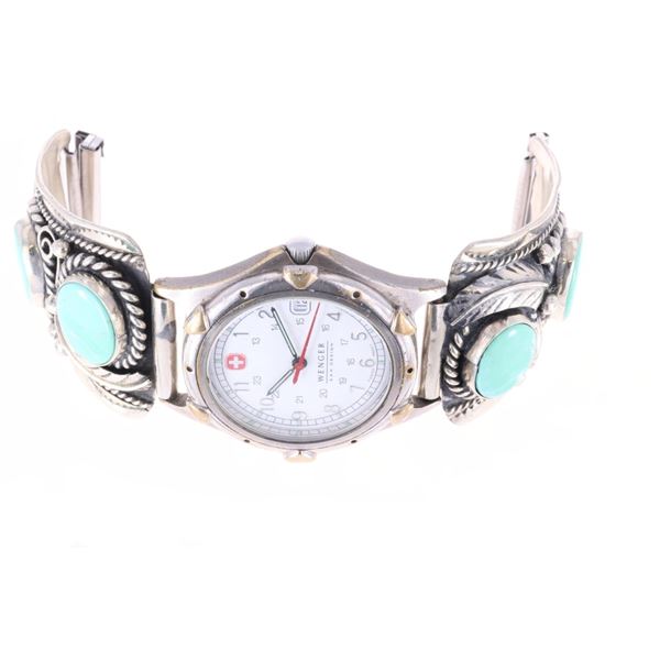 Mexican Sterling Silver Fox Turquoise Watch Band