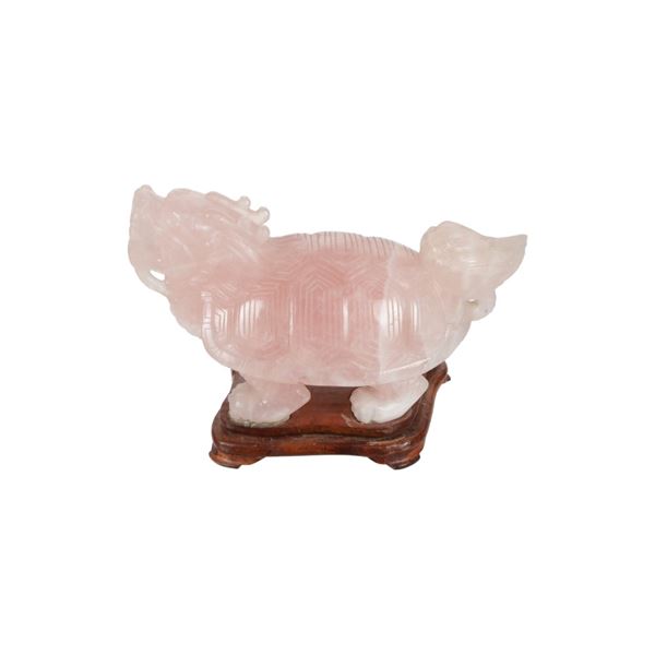 Qing Dynasty Rose Quartz Bixi Sculpture