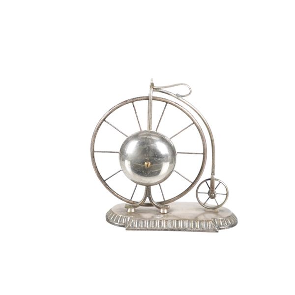 Rare 19th C Silverplated Brass Penny-Farthing Bell