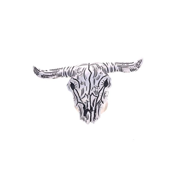 Navajo R. Singer Sterling Buffalo Skull Ring