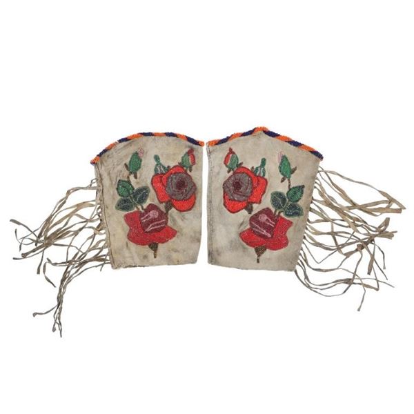 Ca. 1900-1920's Crow Beaded Gauntlet Cuffs