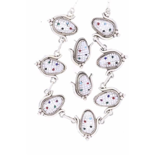 Zuni T.E.B. Sterling & Mother of Pearl Necklace