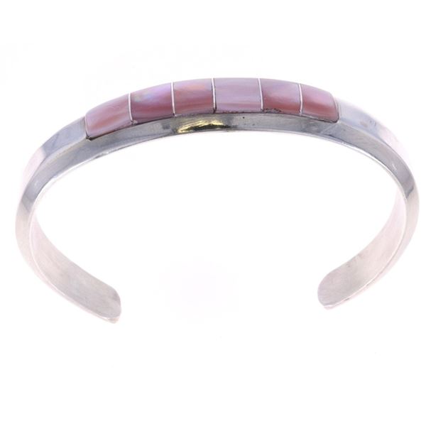 Navajo Sterling Silver Mother of Pearl Inlay Cuff