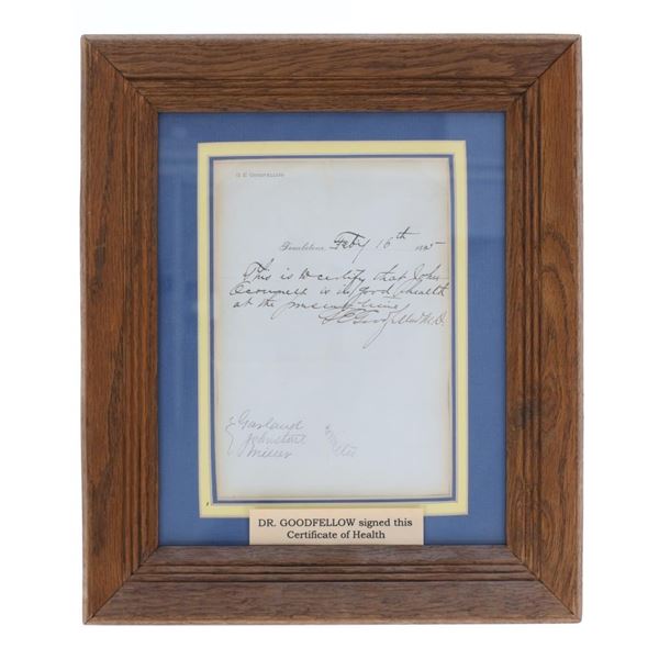 George E. Goodfellow Signature (OK Corral Doctor)