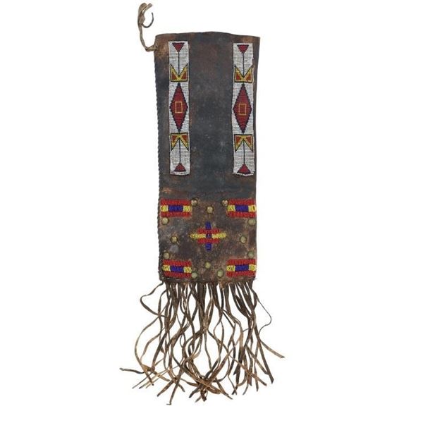 Southern Plains Beaded & Tacked Hide Pipe Bag