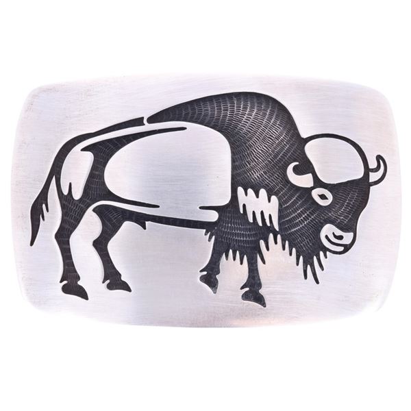 Hopi B. Dawahoya Sterling Buffalo Belt Buckle