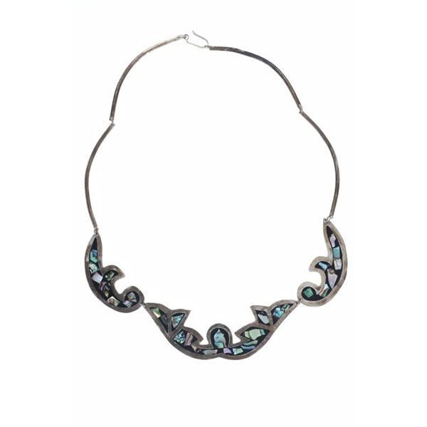Mexican Alpaca Silver & Abalone Segmented Necklace