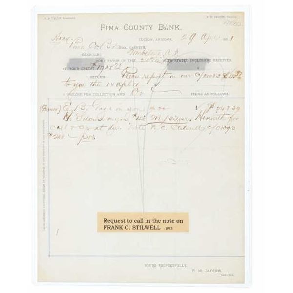 Frank Stilwell (Cochise Cowboy) Calling Note Paper