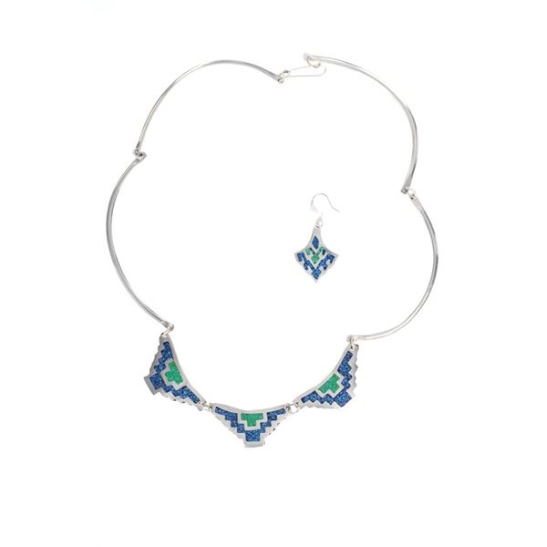 Mexican Alpaca Silver Chipped Lapis Lazuli Jewelry