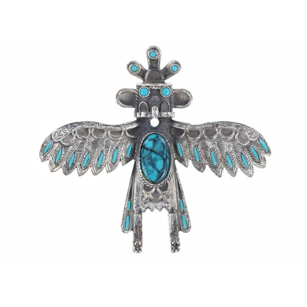 Navajo Pewter Silver Alloy Turquoise Kachina Man