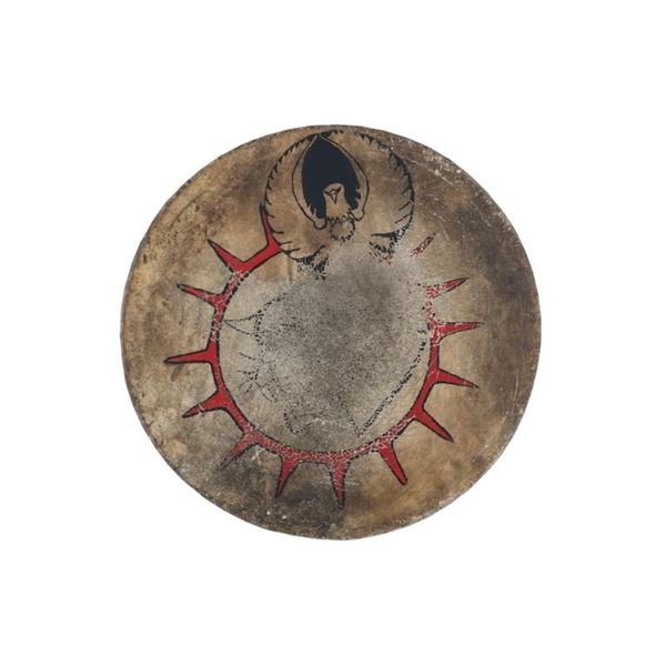 Ca. 1950 Plains Painted Rawhide Large Drum