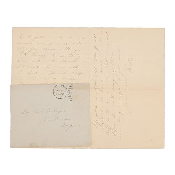 Rare Mollie Fly Letter re: Sonora Earthquake 1887