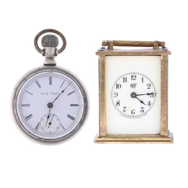 19th-C. Waterbury & Sun-Dial Time Pieces (2)