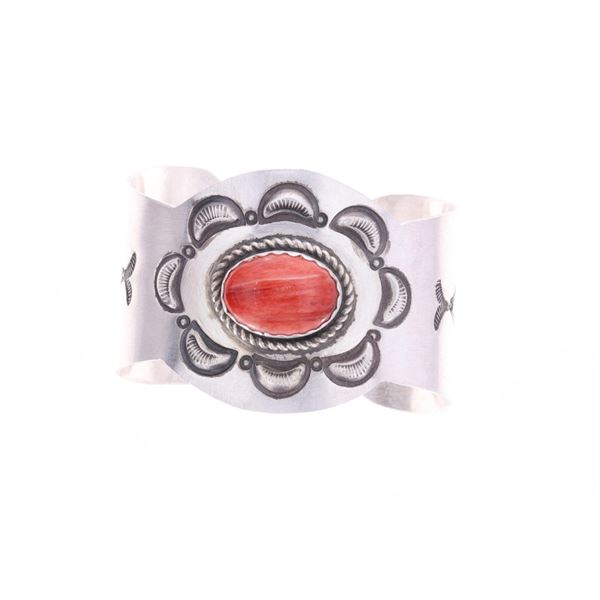 Navajo C. Tsosie Sterling & Spiny Oyster Bracelet