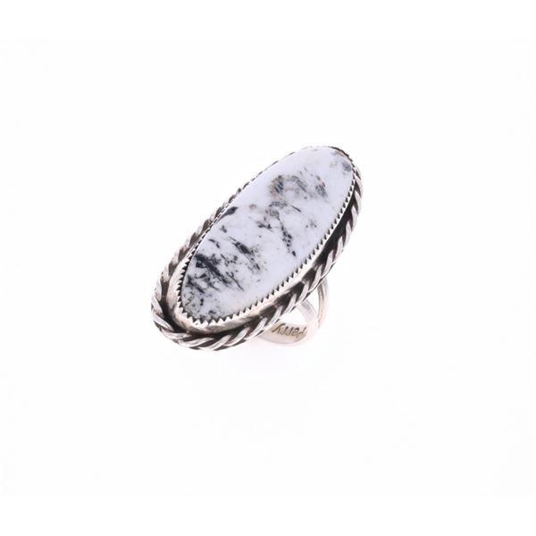 Navajo G. Perry Sterling & White Buffalo Ring