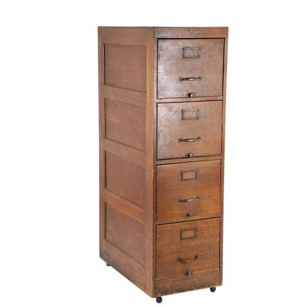 Antique Wabash American Oak Filing Cabinet, 1900