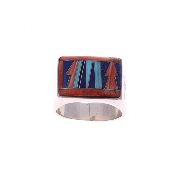 Zuni Sterling Multi-Stone Channel Inlay Ring