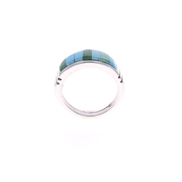 Navajo Rick Tolino Sterling Turquoise Inlay Ring