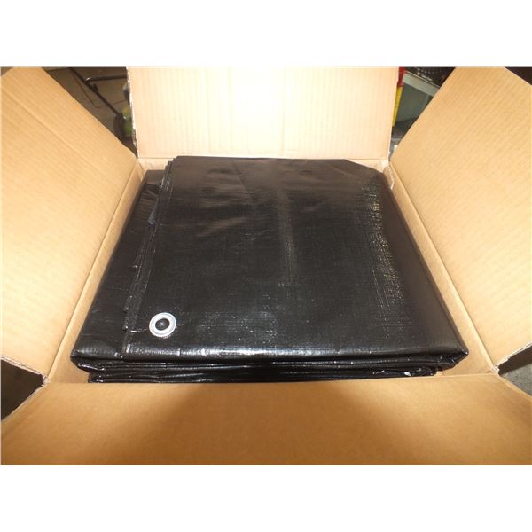 Two 6ft x 8ft Black Tarps