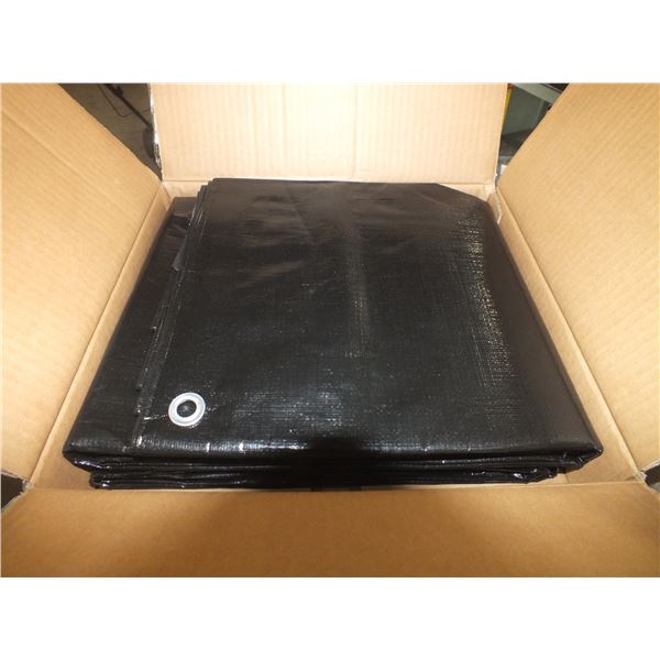Two 6ft x 8ft Black Tarps