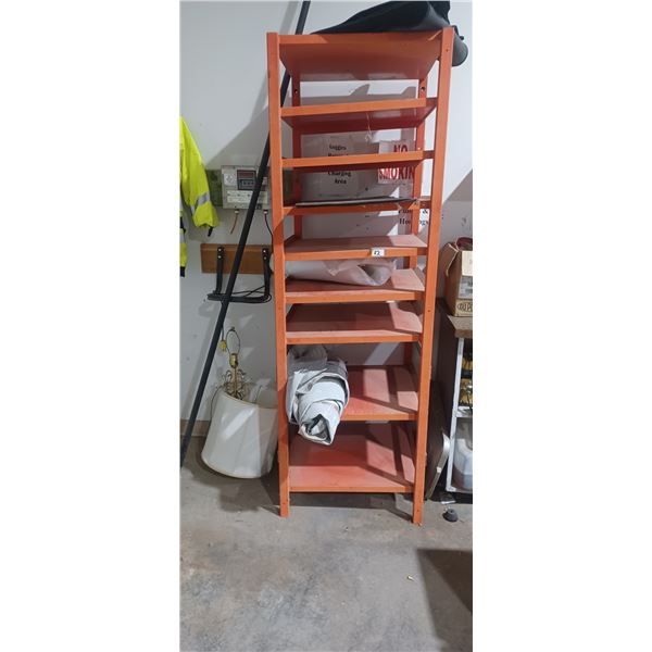 Appx. 2' x 2' x 8' orange storage rack 9 shelves