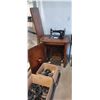 Image 1 : ANTIQUE TREADLE SEWING MACHINE AND CABINET FAIR CONDITION