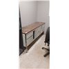 Image 2 : BOOK SHELF, CREDENCA, LARGE COUNTER STYLE DESK AND 3 SWIVEL OFFICE CHAIRS