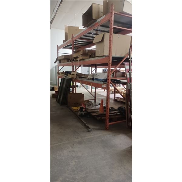 2 SECTIONS OF 10 FT H X 8 FT  L X 42" W PALLET RACKING C/W 3 UPRIGHTS, 12 - 6" BEAMS AND SHELVING