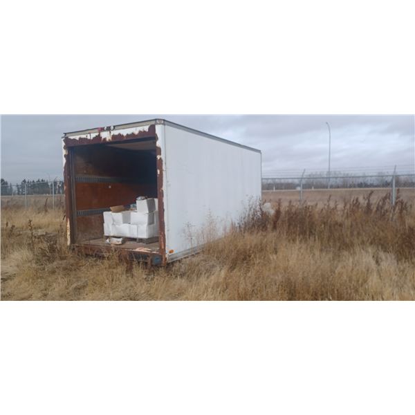 8 X16 FT VAN BODY WITH ROLLUP DOOR WHICH REQUIRES SOME REPAIRS TO SPRING