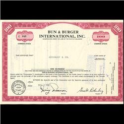 1960s Bun & Burger Stock Certificate Scarce Pink (COI-3447)