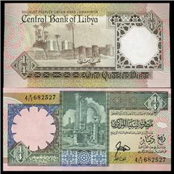 1990 Libya 1/4 Dinar Crisp Unc Note (CUR-05780)