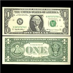 1999 $1 Federal Reserve Note Crisp Unc FANCY NUMBER (CUR-05981)