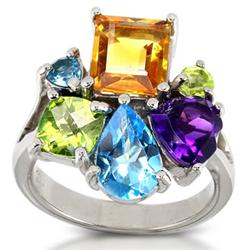 40ct Peridot Citrine Topaz Amethyst Sterling Ring (JEW-1667)