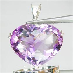 81.75ct Sterling Heart Pendant Purple Amethyst (JEW-1652)