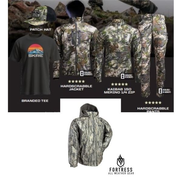 White Duck Outdoor bag, Fortress Gear Wilderness Jacket, SKRE Starter pack