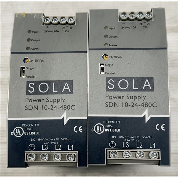 (2) Sola #SDN 10-24-480C Power Supplies