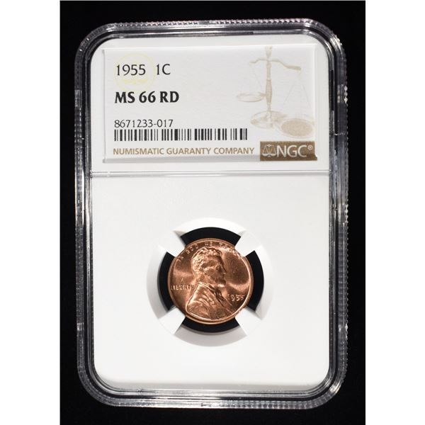 1955 LINCOLN CENT NGC MS-66 RD