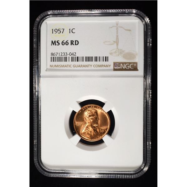1957 LINCOLN CENT NGC MS-66 RD