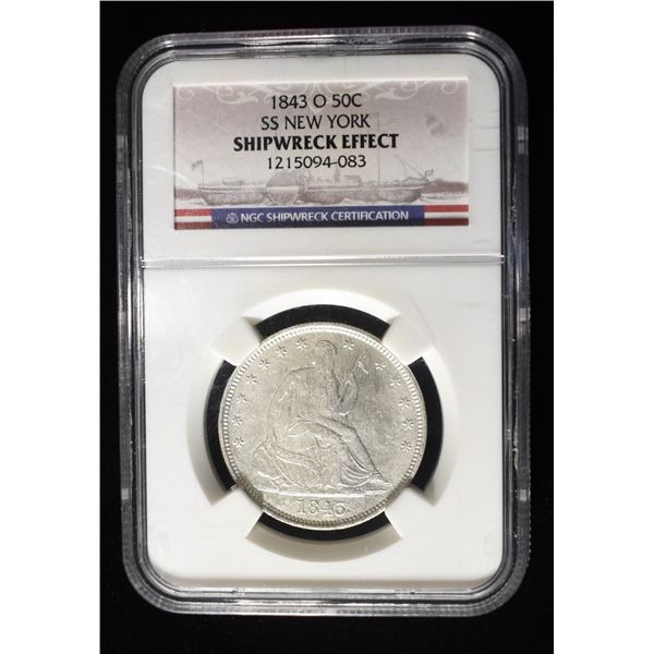 1843-O SEATED LIBERTY HALF DOLLAR SS NEW YORK